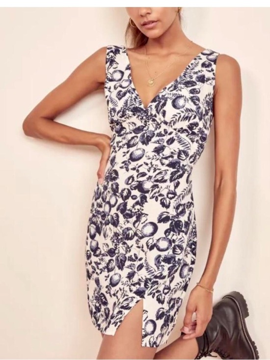 Reformation Dresses & Skirts - Reformation Gianni Blue White Mini dress in Orangerie fruit print, size M
